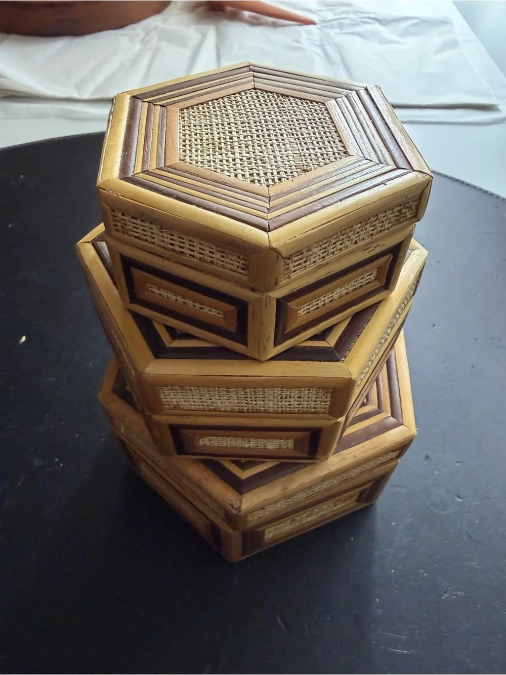 Vintage Boho Stacking Trinket Boxes Set of 3
